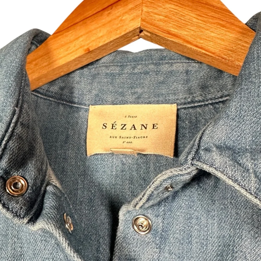 SÉZANE Max Denim Long Sleeve Button Down Shirt - Picture 11 of 15